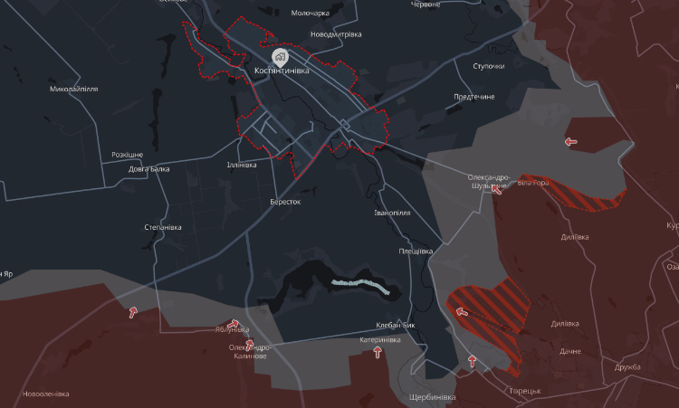 Российские войска продвинулись в сторону Константиновки. Как выглядит карта