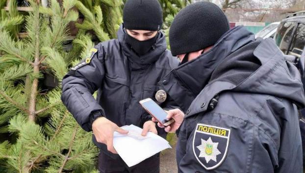 Полиция Донецкой области изымает браконьерские елки