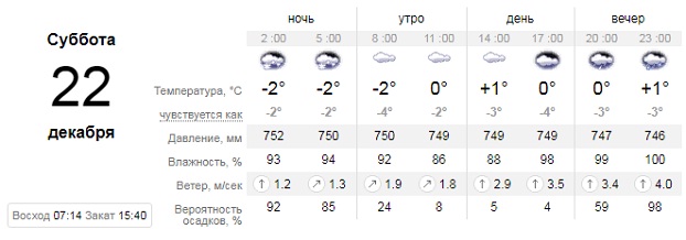 Погода в Донецкой области 22 декабря