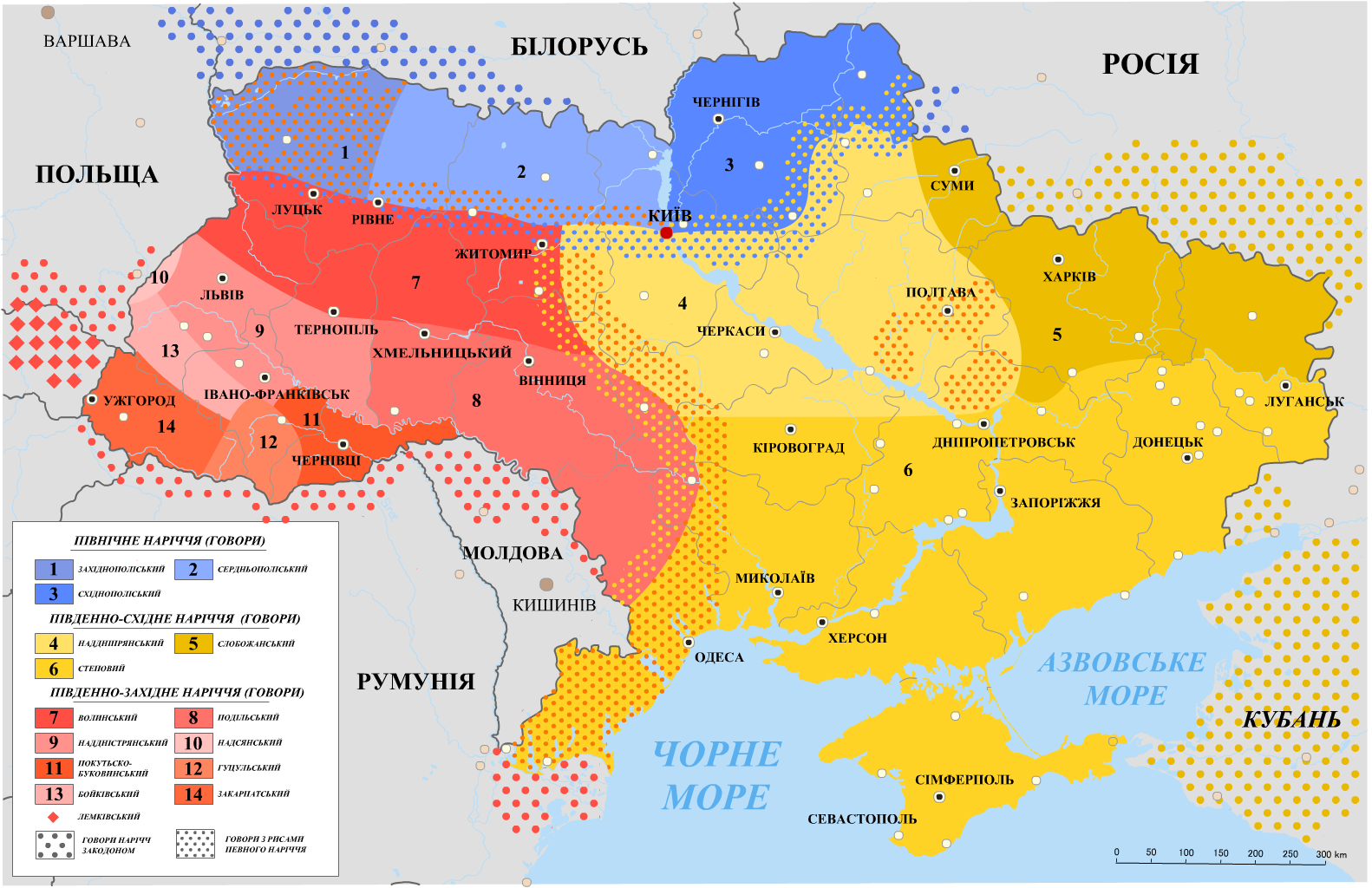 диалекты карта Украина