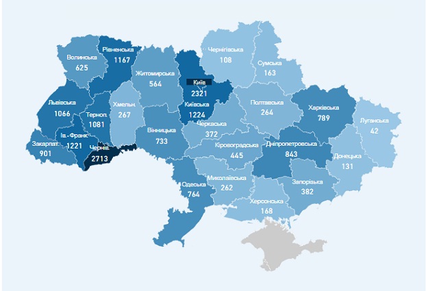 В Украине за сутки зафиксировано 325 новых случаев инфицирования COVID-19