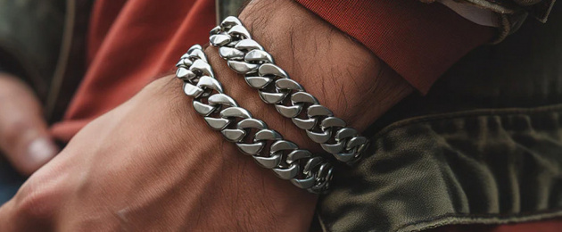 Мужские серебряные браслеты 925 пробы