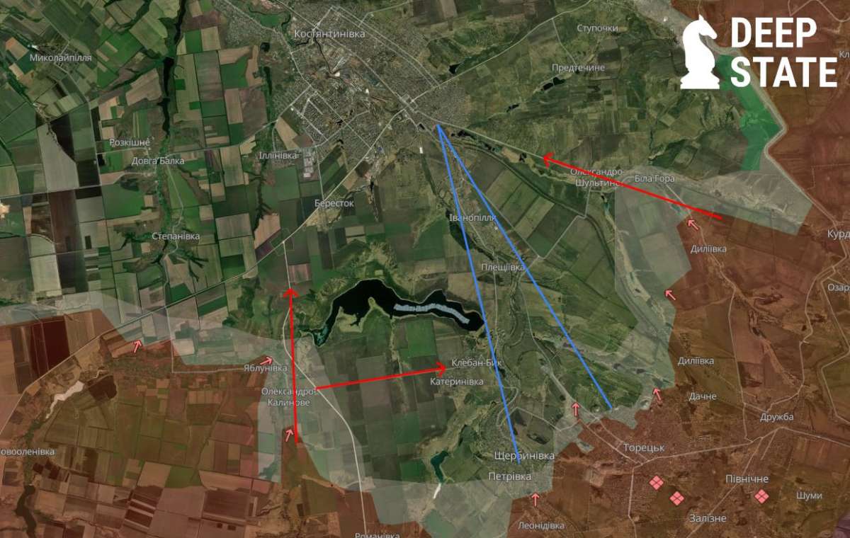 Армия РФ пытается перекрыть логистику в направлении Торецка и Щербиновки — DeepState о ситуации вокруг Константиновки