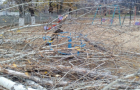 В Славянске дерево упало на детскую площадку. Качели были полностью смяты.