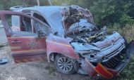 В Краматорске российский FPV-дрон атаковал автомобиль офицеров-спасателей